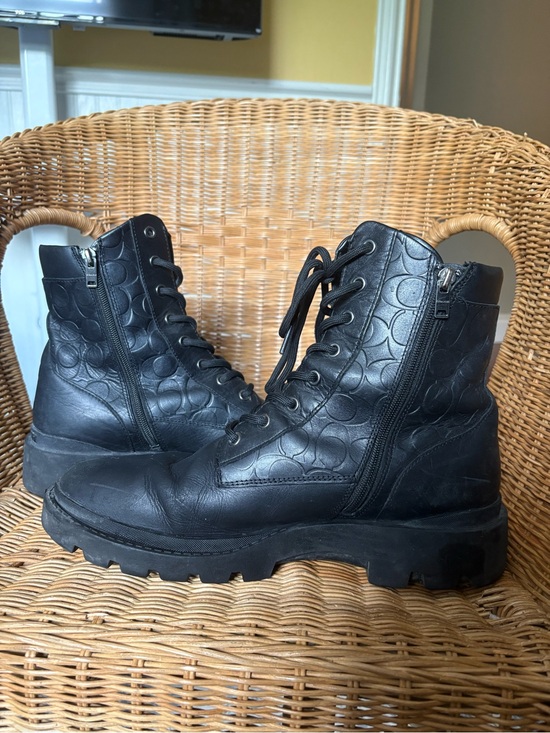 Coach Other - Coach Black Lace-Up Combat Boots with Side Zipper